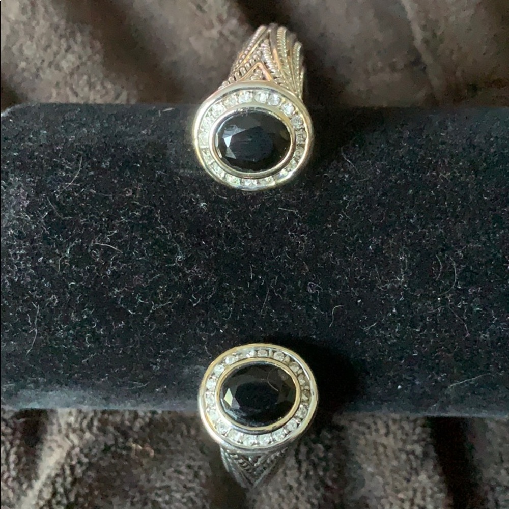 Onyx and Crystal Cuff Bracelet